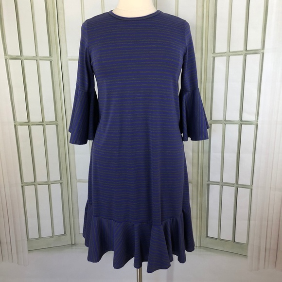 LuLaRoe Dresses & Skirts - LuLaRoe Striped Purple Tunic Dress  Bell Sleeves